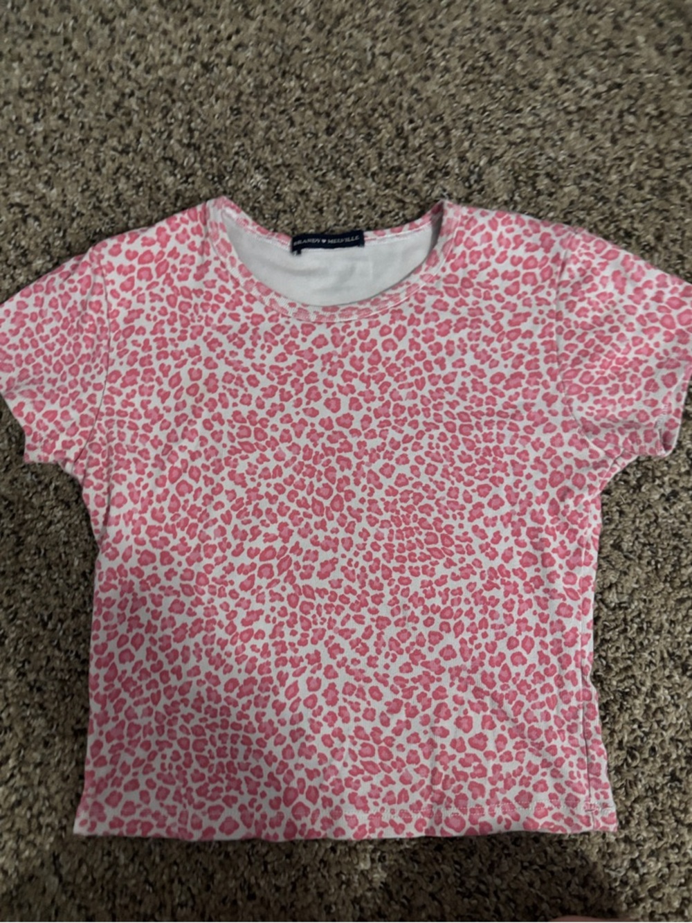 Brandy Melville Pink Leopard Short Sleeve Tee